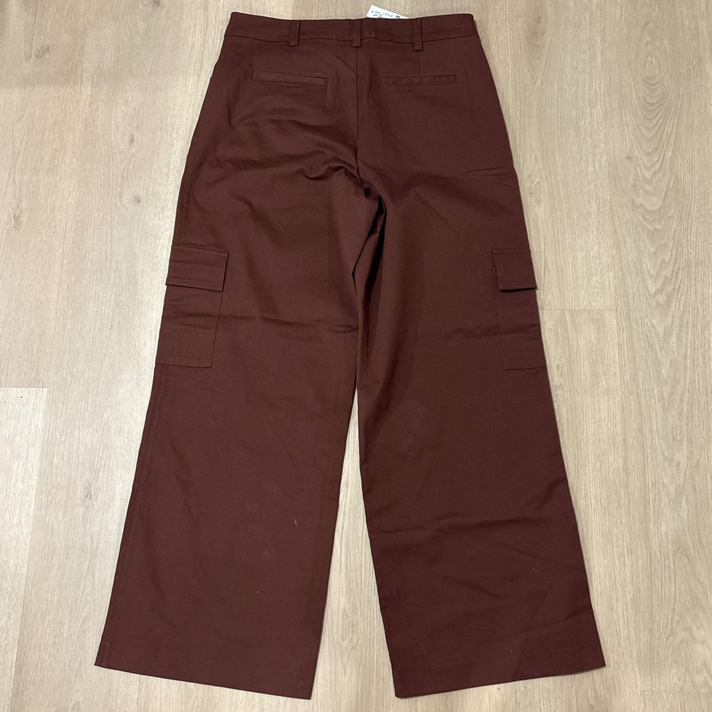 New York & Company Brown Wide Leg Cargo Pants High Rise Size L Career NWT - Picture 8 of 12